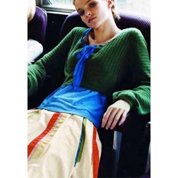 Anthropologie Dresses & Skirts - Lithe Telephone Pole Skirt Flare Anthropologie A-line Ribbon Stripes SZ 4